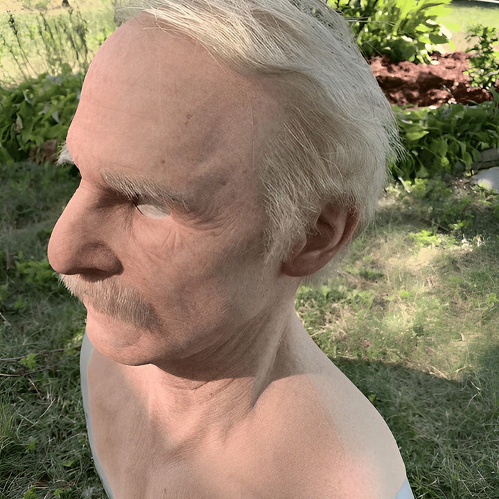 Realistisk Gammel Mann Maske – Halloween og Cosplay Lateks Maske med Bevegelig Mun | Skanto