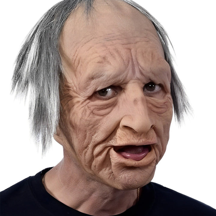 Realistisk Gammel Mann Maske – Halloween og Cosplay Lateks Maske med Bevegelig Mun | Skanto