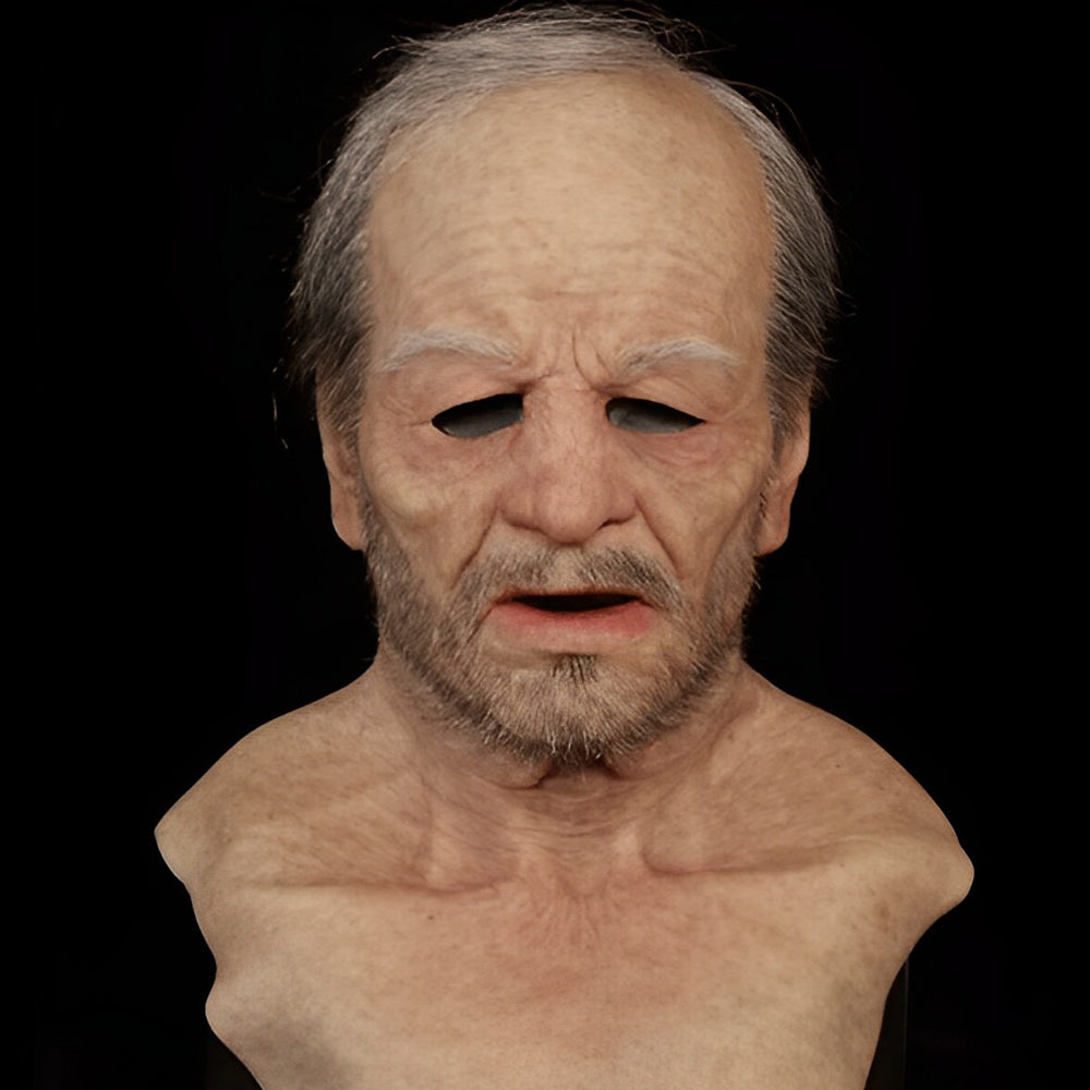 Realistisk Gammel Mann Maske – Halloween og Cosplay Lateks Maske med Bevegelig Mun | Skanto