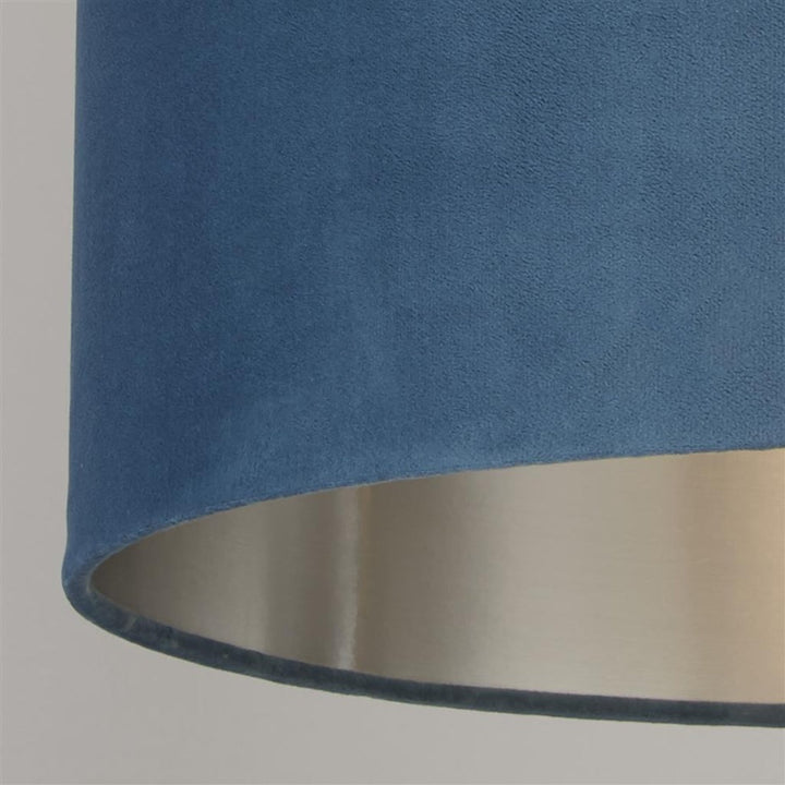 Skanto | Teal Blue Velvet Vintage Easy Fit Trommeskjerm med Sølvinteriør 28cm