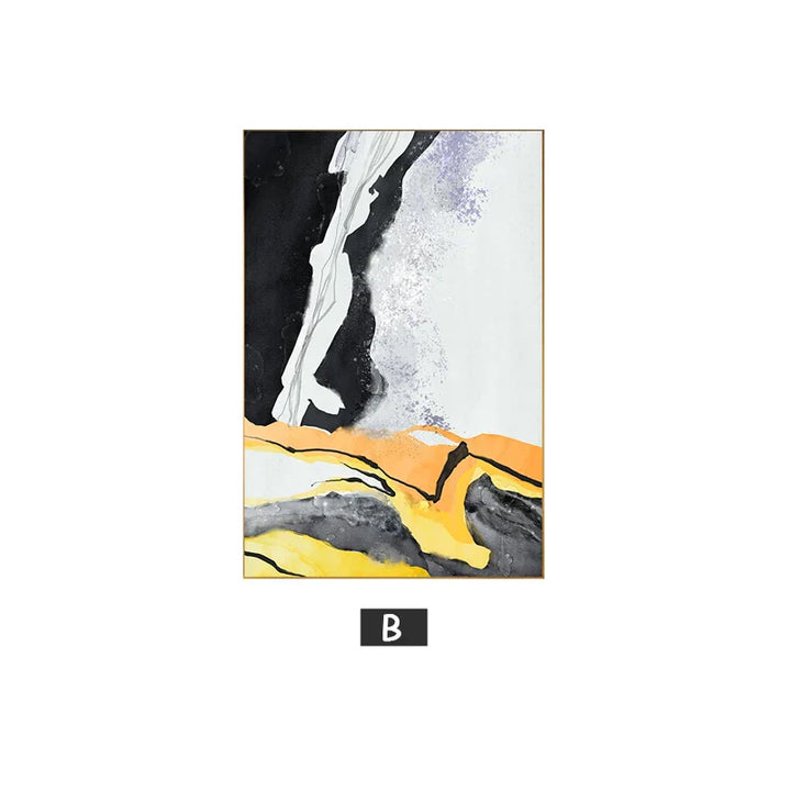 Colorful Abstract Yellow Gray Wall Art Quality Canvas Prints Pictures for Modern Apartment Living Room Dining Room Modern Home Decor | Skanto