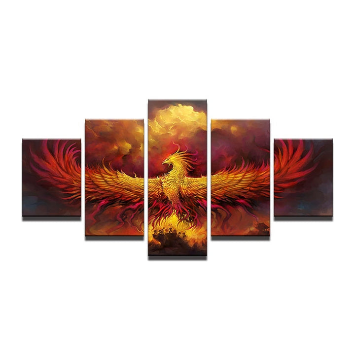 5 deler Phoenix - lerret veggkunst maleri | Skanto
