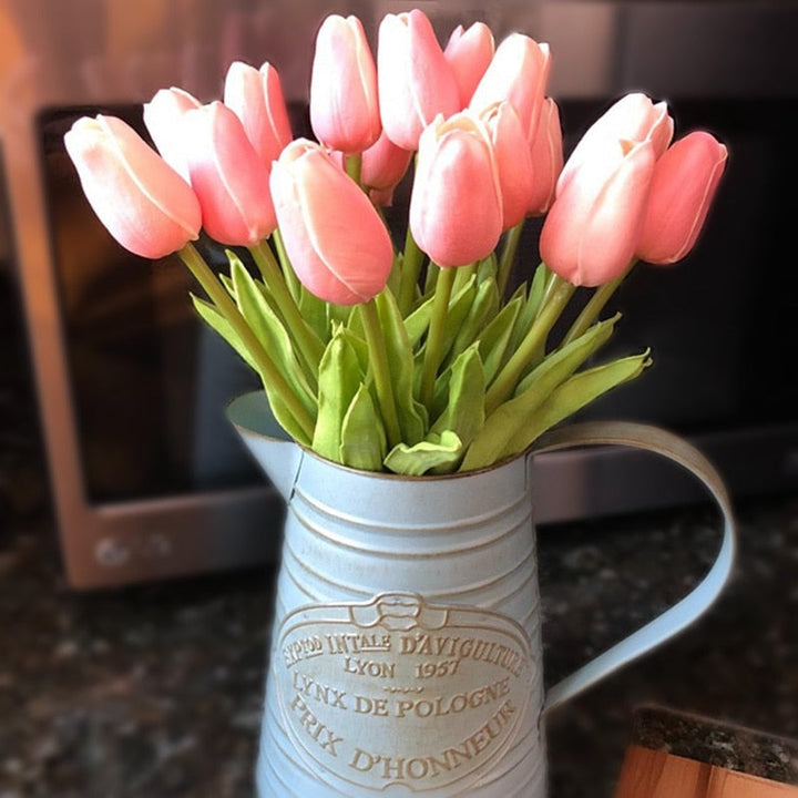Skanto | Kunstig Blomsterbukett med Tulipaner, Dekorasjon (10 Stykker)