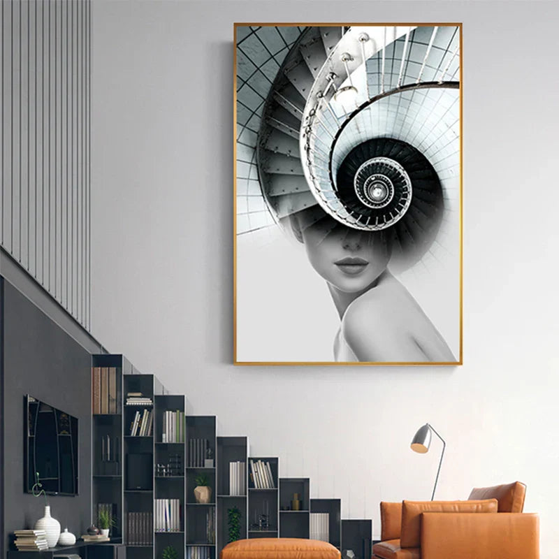 Abstract Fashion Architectural Art Wall Art Fine Art Canvas Print Pictures For Modern Apartment Living Room Home Office Decor | Skanto