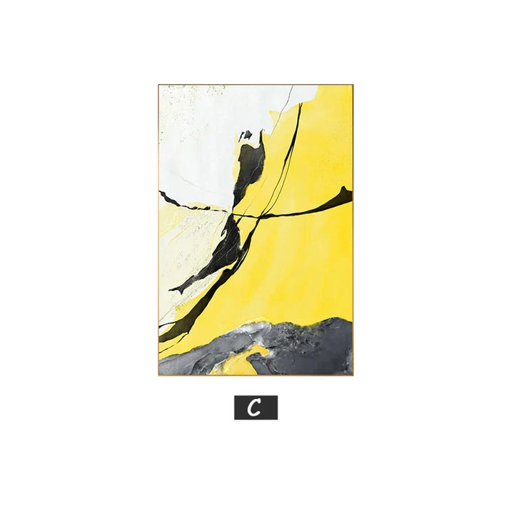 Colorful Abstract Yellow Gray Wall Art Quality Canvas Prints Pictures for Modern Apartment Living Room Dining Room Modern Home Decor | Skanto