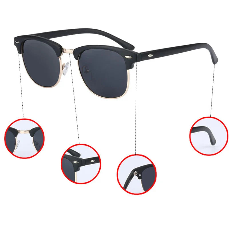 Skanto | Klassiske UV400 HD Polariserte Solbriller Unisex Retro Kjøremodus