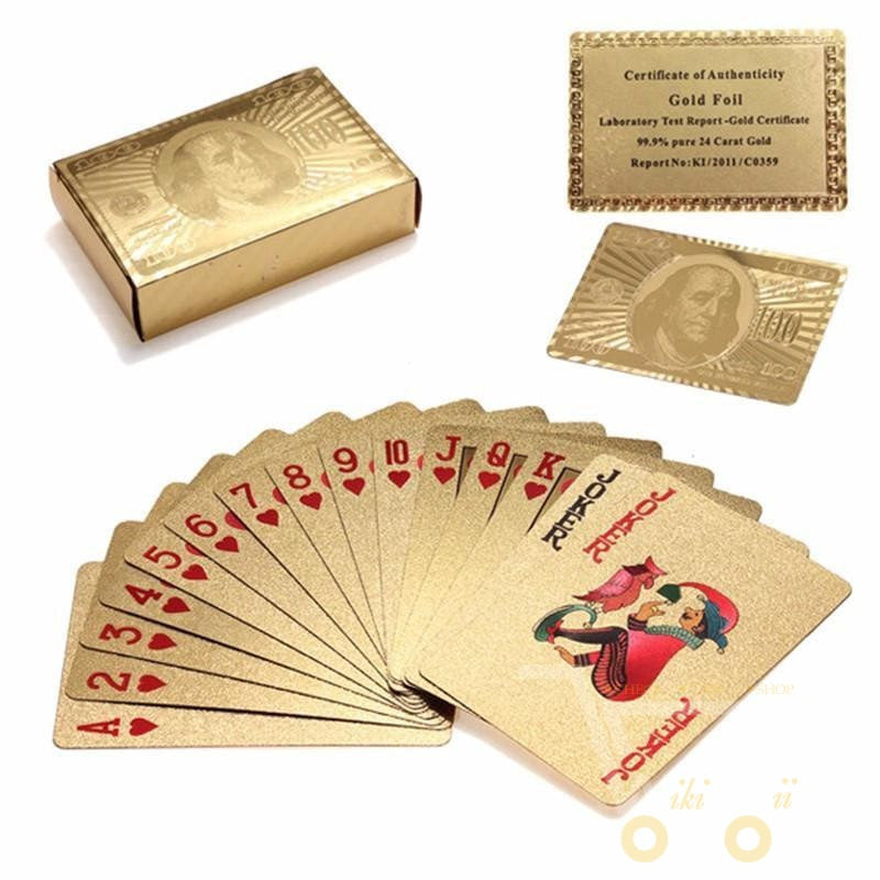 24K forgylt spillekort med tre - Style Box