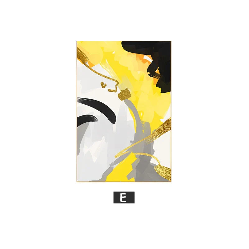 Colorful Abstract Yellow Gray Wall Art Quality Canvas Prints Pictures for Modern Apartment Living Room Dining Room Modern Home Decor | Skanto