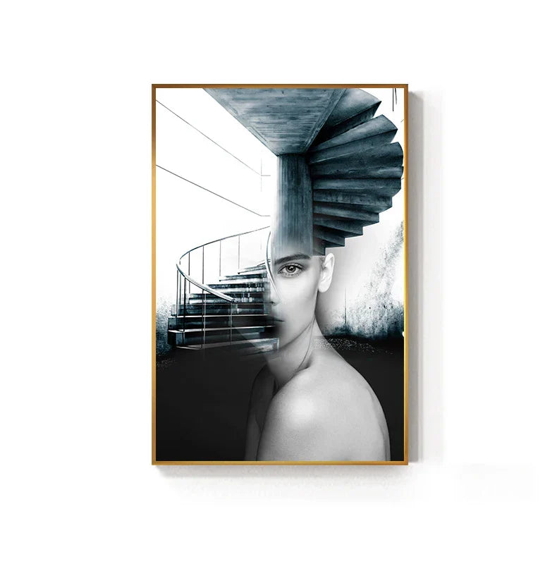 Abstract Fashion Architectural Art Wall Art Fine Art Canvas Print Pictures For Modern Apartment Living Room Home Office Decor | Skanto