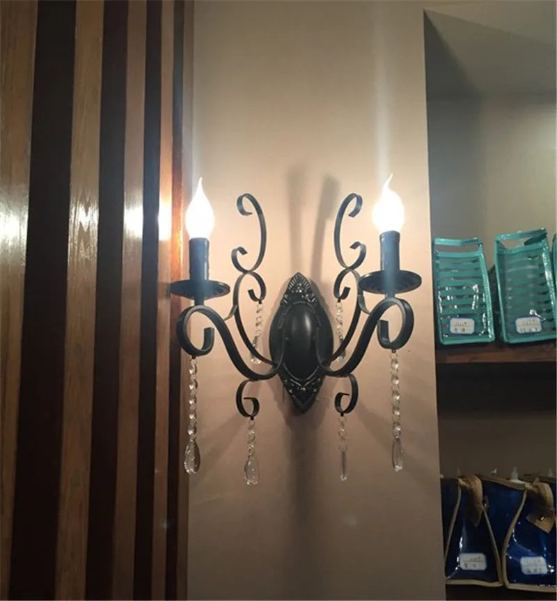 CrystalGlow Vegglampe - Vintage Black LED Belysning Skanto