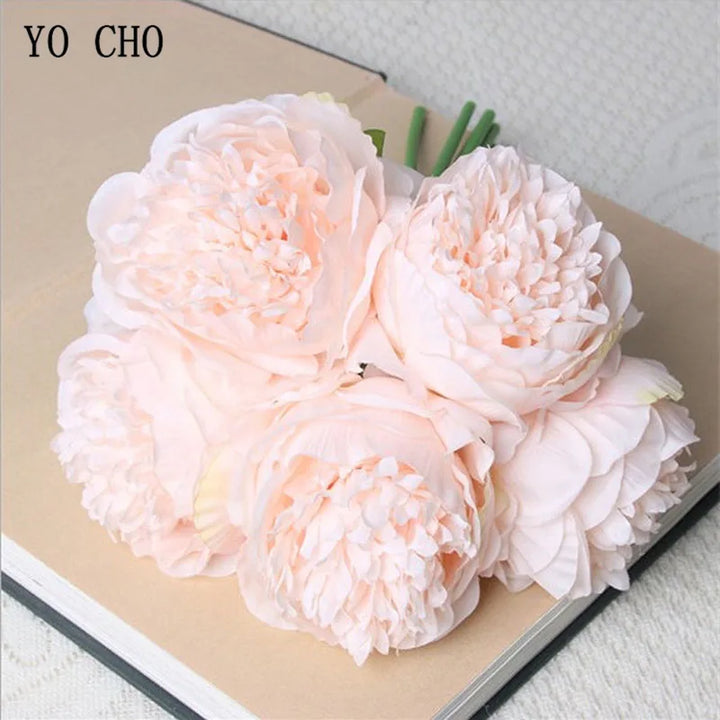 Skanto | Stor Peony Silke Blomsterbukett Sett