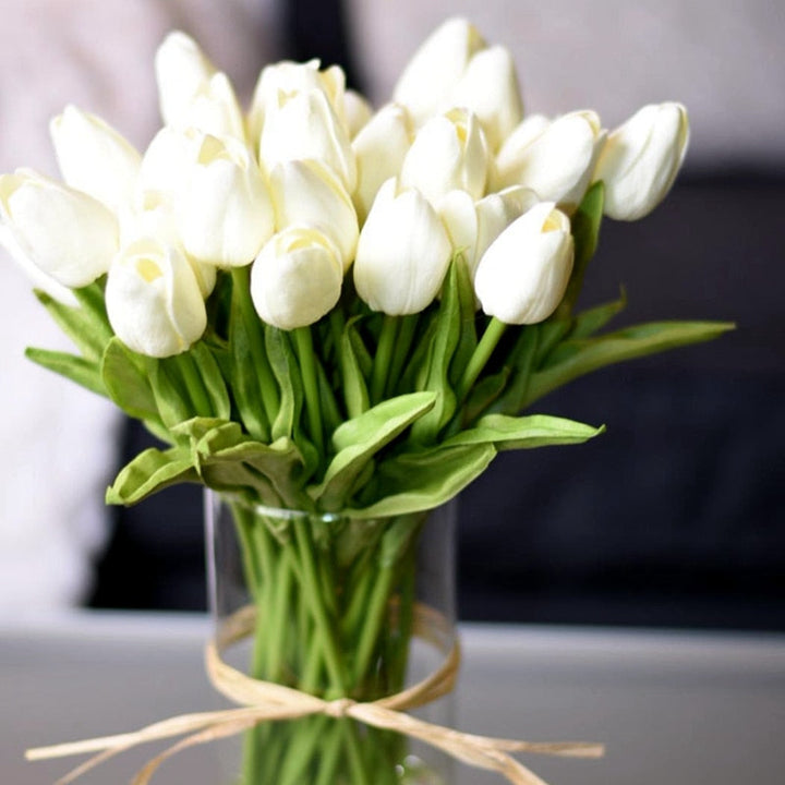 Skanto | Kunstig Blomsterbukett med Tulipaner, Dekorasjon (10 Stykker)