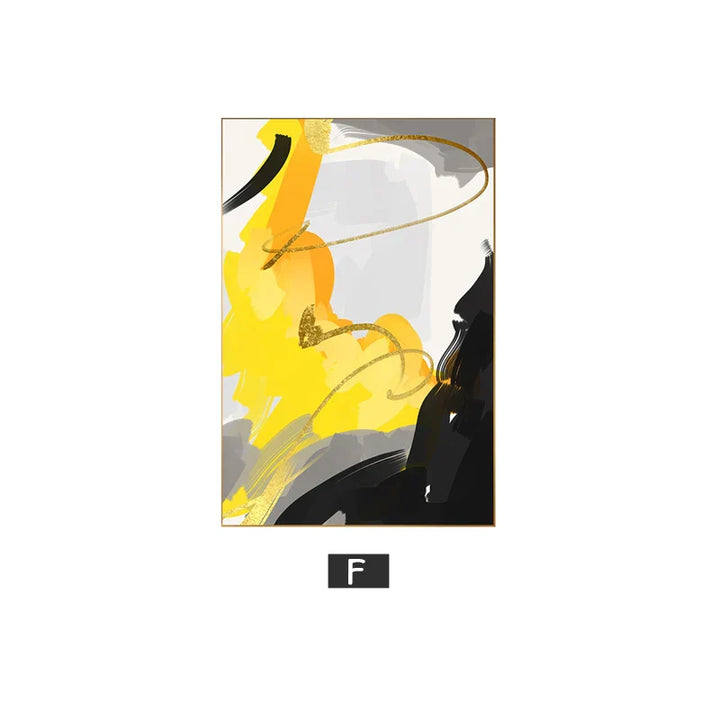 Colorful Abstract Yellow Gray Wall Art Quality Canvas Prints Pictures for Modern Apartment Living Room Dining Room Modern Home Decor | Skanto