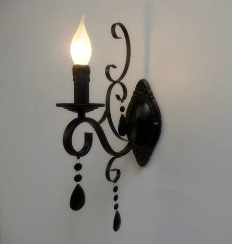 CrystalGlow Vegglampe - Vintage Black LED Belysning Skanto