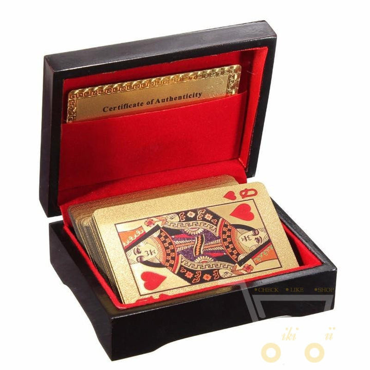 24K forgylt spillekort med tre - Style Box