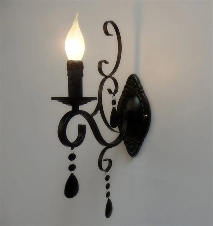 CrystalGlow Vegglampe - Vintage Black LED Belysning Skanto