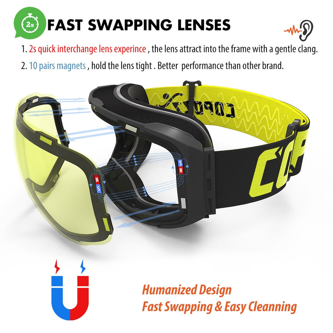 Magnetisk UV-beskyttelse anti-dugg ski goggles | Skanto