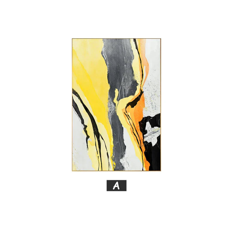 Colorful Abstract Yellow Gray Wall Art Quality Canvas Prints Pictures for Modern Apartment Living Room Dining Room Modern Home Decor | Skanto