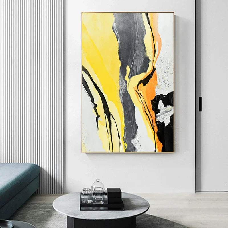 Colorful Abstract Yellow Gray Wall Art Quality Canvas Prints Pictures for Modern Apartment Living Room Dining Room Modern Home Decor | Skanto