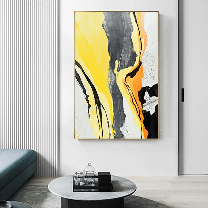 Colorful Abstract Yellow Gray Wall Art Quality Canvas Prints Pictures for Modern Apartment Living Room Dining Room Modern Home Decor | Skanto