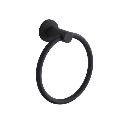 Skanto | Håndkleholder laget av 304 rustfritt stål i krom, Rundt enkelt design, Svart, Europeisk baderoms tilbehør, Rustfritt