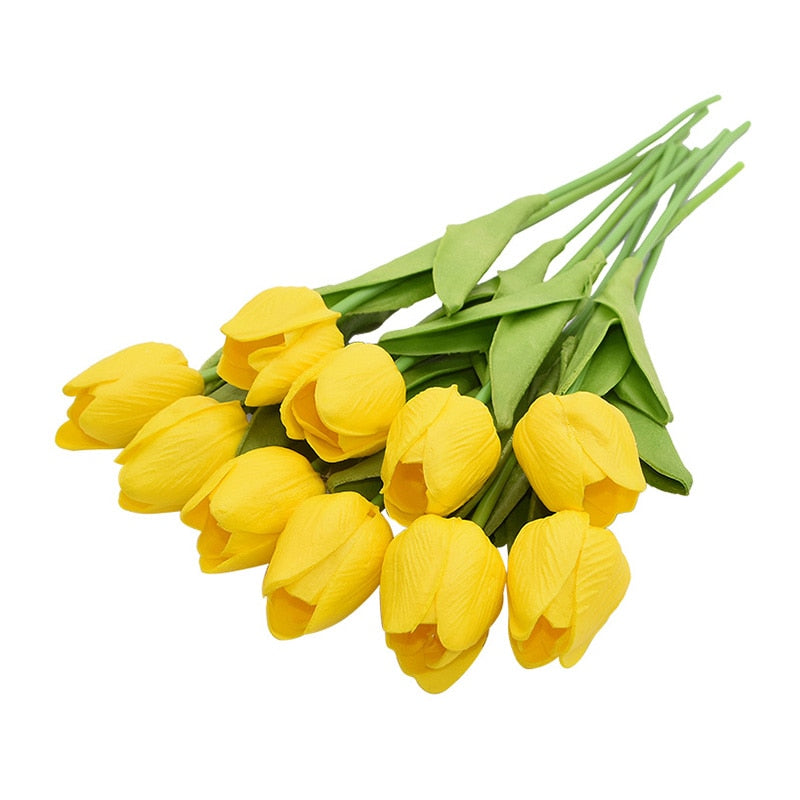 Skanto | Kunstig Blomsterbukett med Tulipaner, Dekorasjon (10 Stykker)