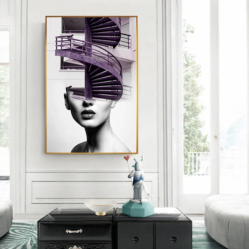 Abstract Fashion Architectural Art Wall Art Fine Art Canvas Print Pictures For Modern Apartment Living Room Home Office Decor | Skanto