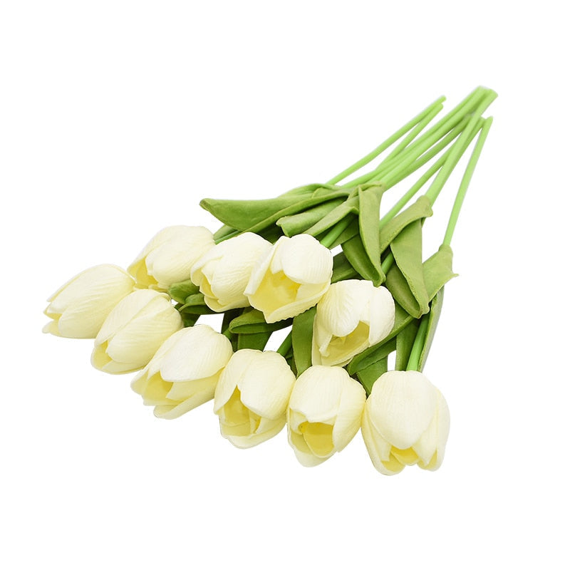 Skanto | Kunstig Blomsterbukett med Tulipaner, Dekorasjon (10 Stykker)