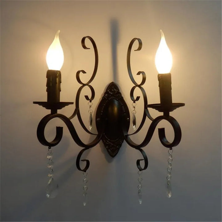 CrystalGlow Vegglampe - Vintage Black LED Belysning Skanto