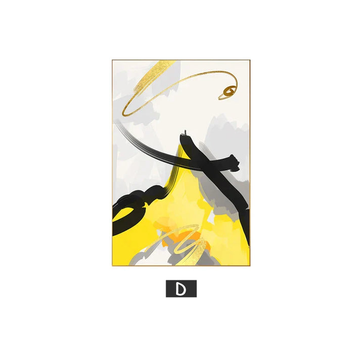 Colorful Abstract Yellow Gray Wall Art Quality Canvas Prints Pictures for Modern Apartment Living Room Dining Room Modern Home Decor | Skanto