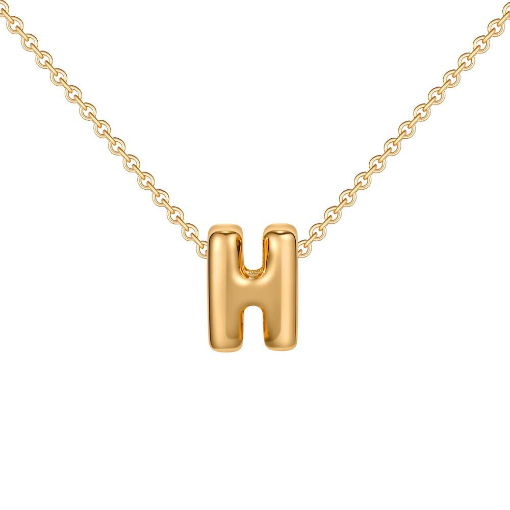 Skanto | Dainty Bubble Letter Initial Necklace