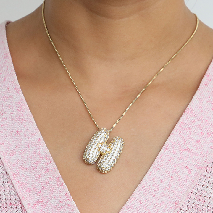 Skanto | Chunky Bubble Diamond Dazzle Initial Halskjeder