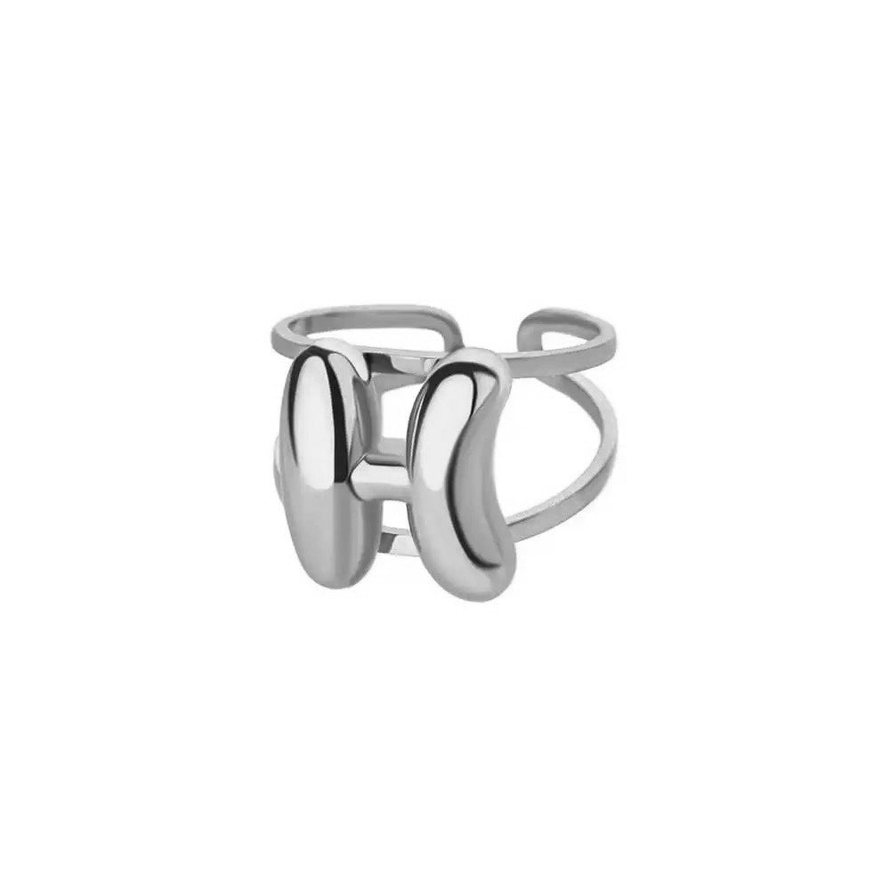 Skanto | Justerbar Åpen Bånd Boblebokstav Initial Ring
