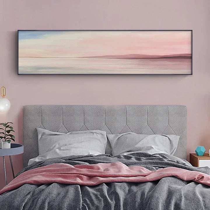 Pastel Blue Pink Purple Abstract Landscape Wall Art Fine Art Canvas Print Wide Format Picture for Bedroom Above Bed or Above Sofa | Skanto