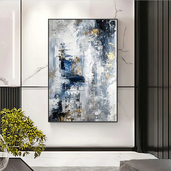 Blue Gray Modern Abstract Wall Art Fine Art Canvas Prints Posters Pictures For Living Room Home Office Art Decor | Skanto
