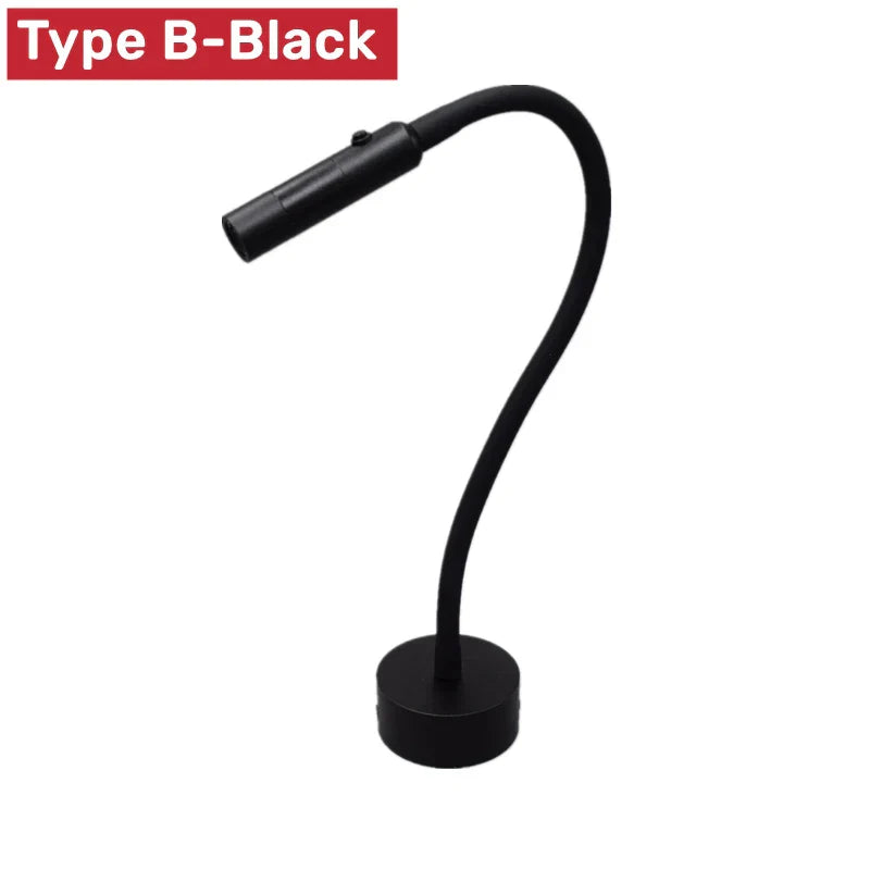 Skanto | Moderne Fleksibel LED Leselampe med Bryter for Soverom og Studie - 1W/3W