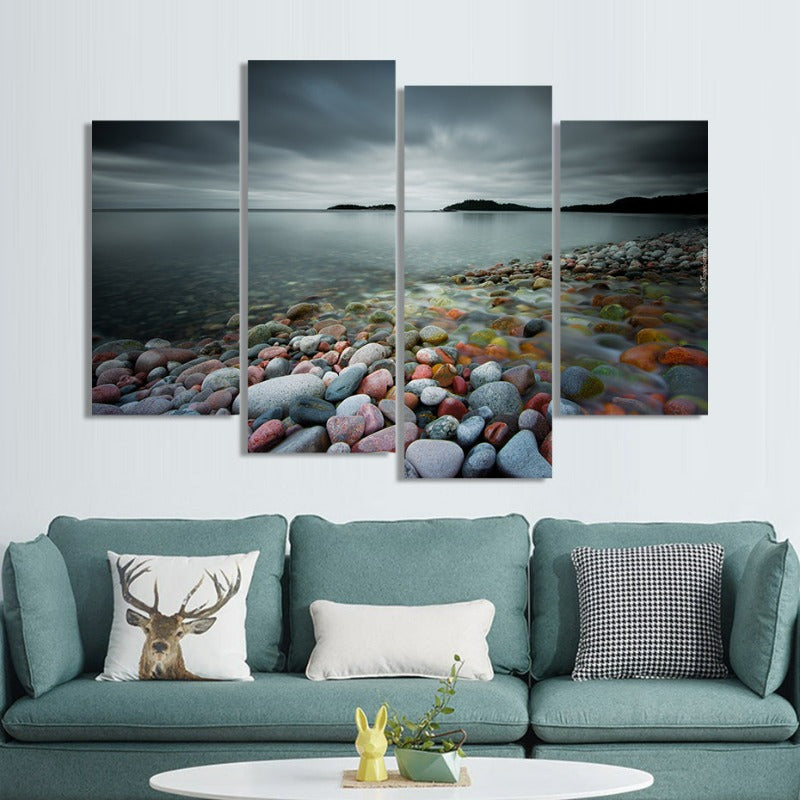 Abstrakt Moderne Flerestein Landskap-Canvas Veggkunst Maleri 4 Deler | Skanto
