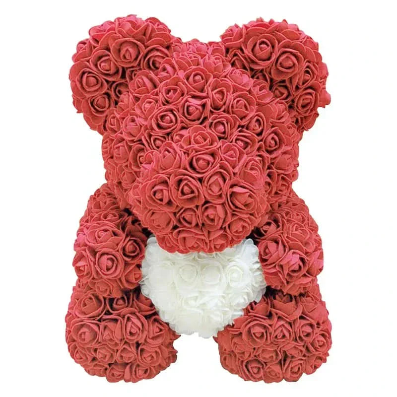 Rosen-Teddybär mit handgefertigten Schaumstoffrosen – 40 cm