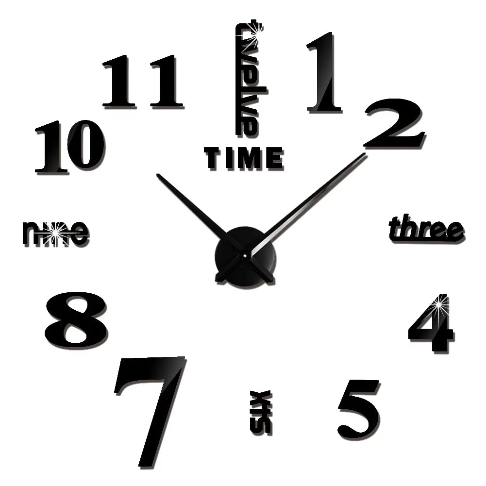 Large DIY 3D Mirror Acrylic Wall Clock for Kitchen, Dining Room, Living Room | Skanto