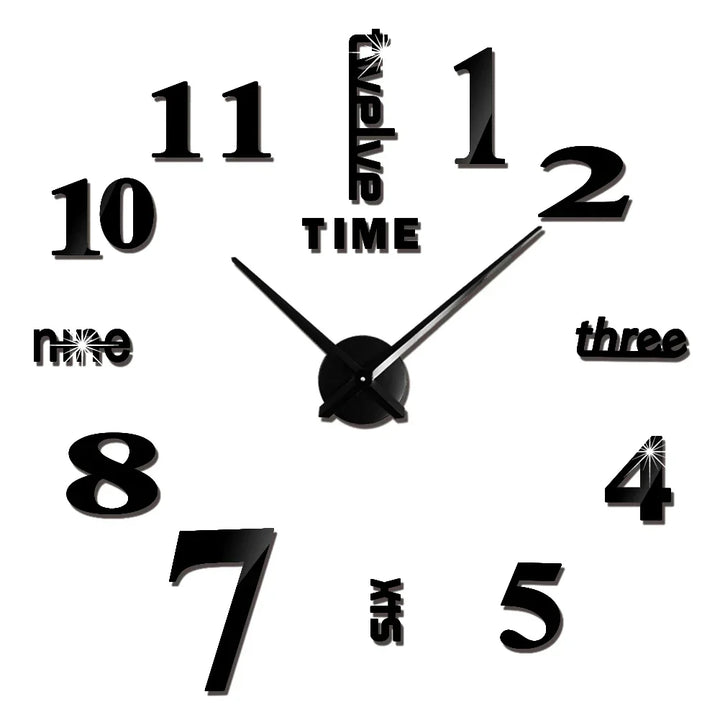 Large DIY 3D Mirror Acrylic Wall Clock for Kitchen, Dining Room, Living Room | Skanto