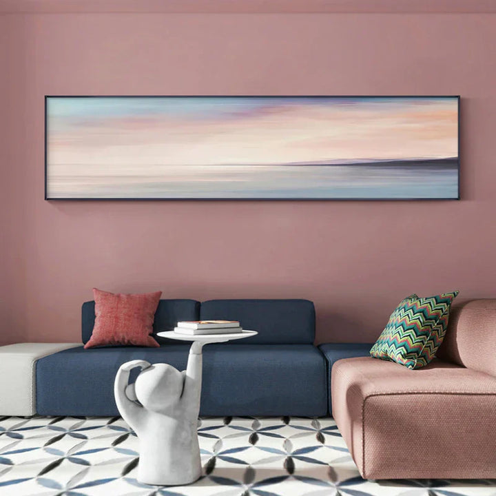 Pastel Blue Pink Purple Abstract Landscape Wall Art Fine Art Canvas Print Wide Format Picture for Bedroom Above Bed or Above Sofa | Skanto
