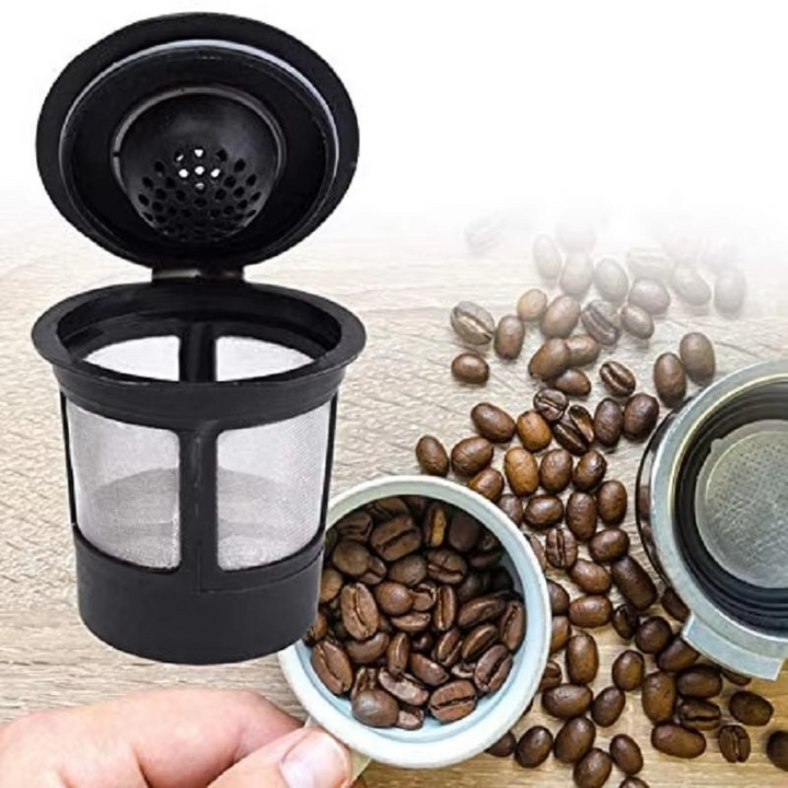 Skanto | 3-Pack Gjenbrukbare Rustfrie Stål Kaffe Filter Kapsler med Skje for 1.0 og 2.0 Bryggere