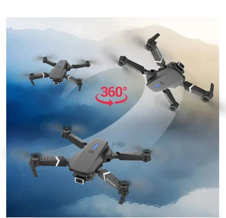 Skanto- E88 Pro Drone 4k HD Dobbel Kamera RC VR 3D Lang Batterilevetid Flygebane FPV Mini Drone