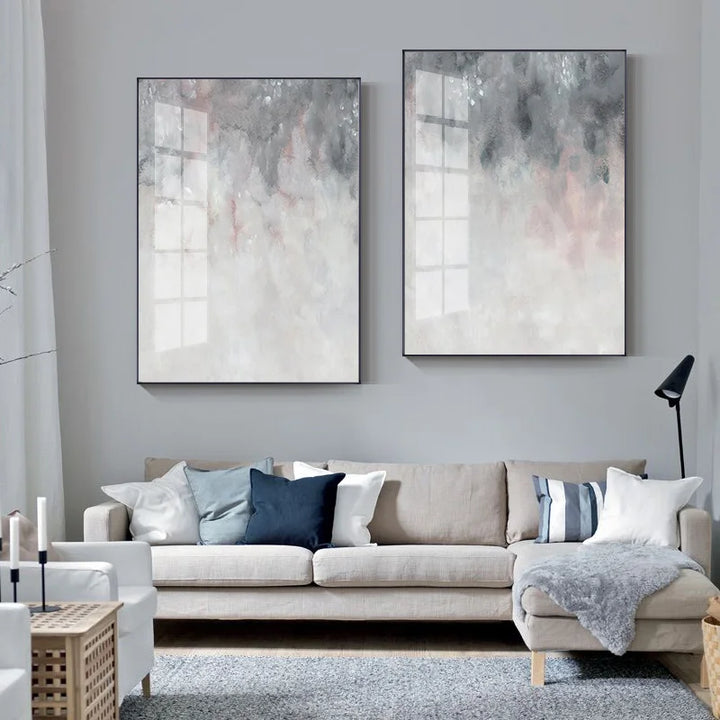Abstract shades of pink gray minimalist wall art fine art canvas prints pictures for modern apartment living room art decor | Skanto