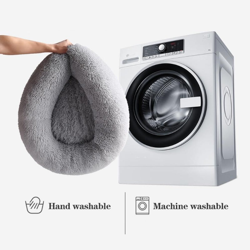 Norvo | PawNest Beroligende Donut Katt Seng | Rund Plush Rede | Stressreduserende & Koselig | Perfekt for Katter & Små Hunder