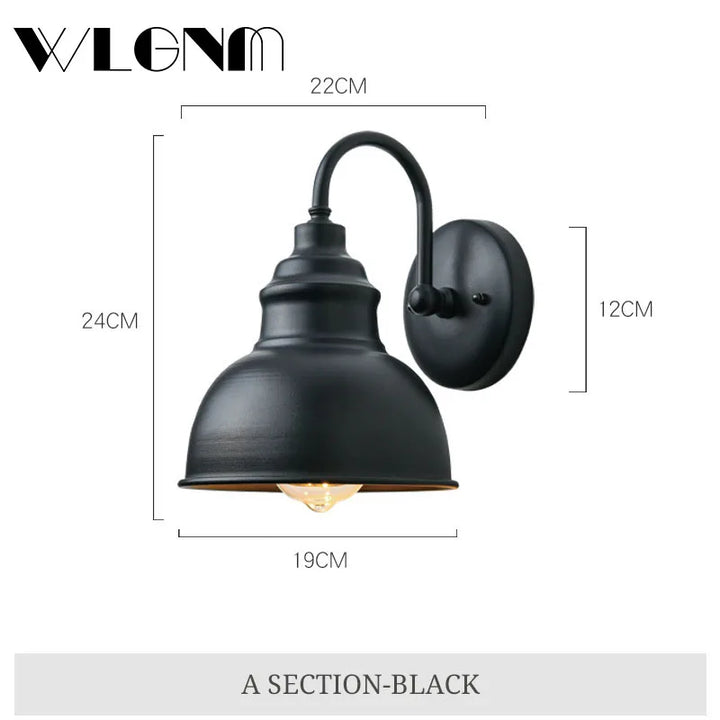 Skanto | Vanntett Retro Utendørs Hage Veranda Vegglampe: Vintage Jern Vegglampe for Korridor, Trapp, Gårdsplass, Balkong, Villa