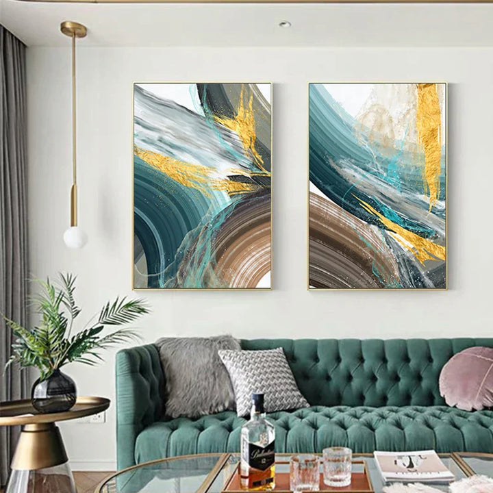 Abstract Green Brown Color Splash Wall Art Fine Art Canvas Prints Modern Colorful Pictures For Living Dining Contemporary Home Decor | Skanto