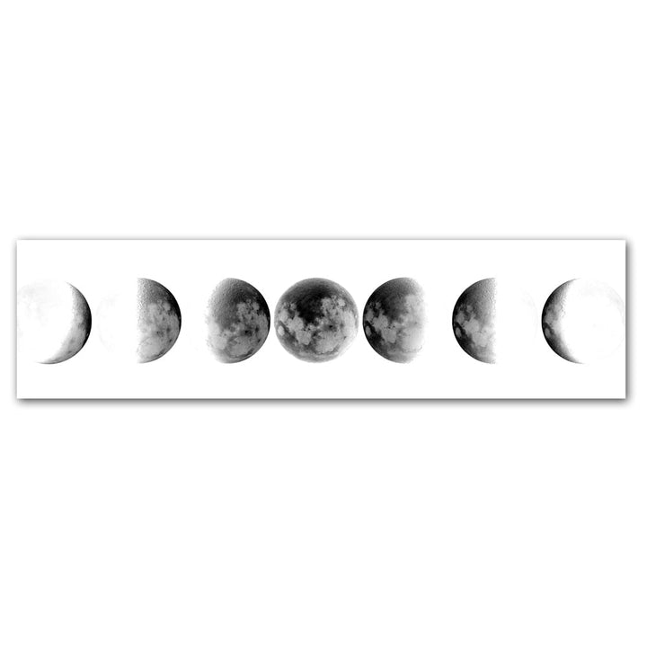 Moon Phases Wide Format Black White Wall Art Canvas Print Pictures For Bedroom Above Bed Living Room Decor | Skanto