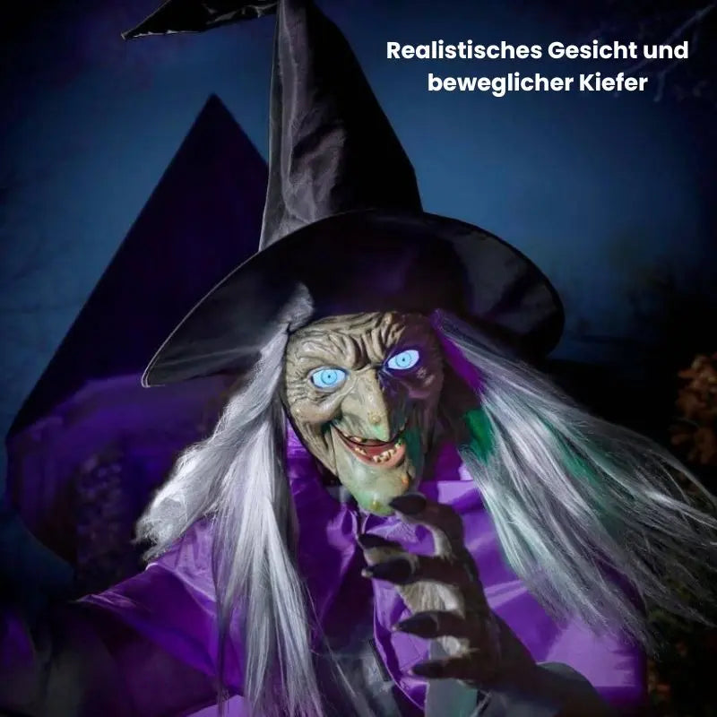 SpookFlight Fliegende Hexe – Beveglig Halloween-dekorasjon med lys og lyd