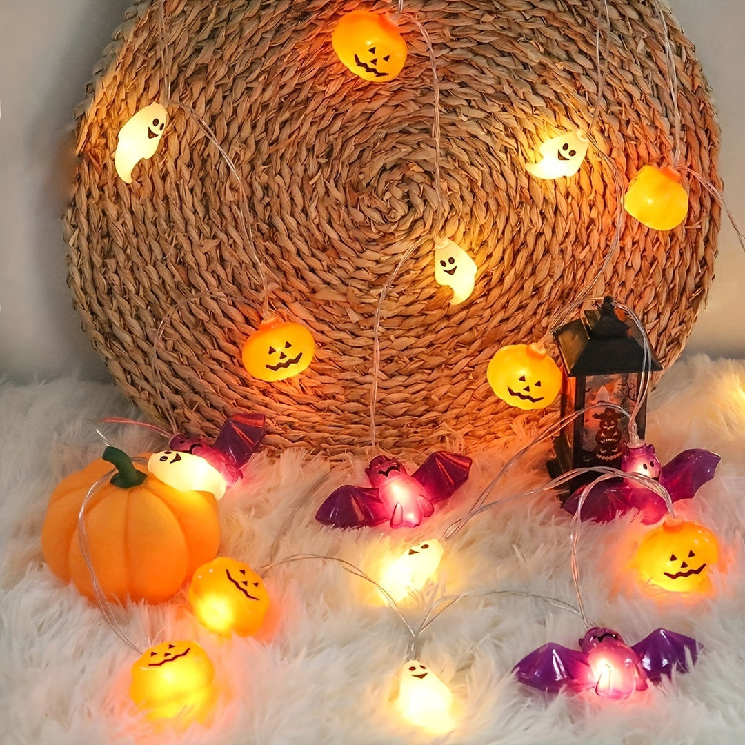 Skanto | Halloween gresskar lys med spøkelser og flaggermus – Batteridrevet LED dekor